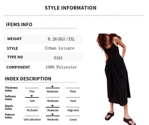 Especificaciones del vestido largo negro de tirantes con detalles sobre el tejido