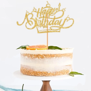 Sparkling gold Happy Birthday TO YOU cake topper with crown design for party decor
