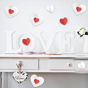 Romantic 3D LOVE letters and heart wall stickers for Valentine party decoration