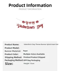 Detail of red glitter Happy Valentine's Day banner set with roses for festive party decor