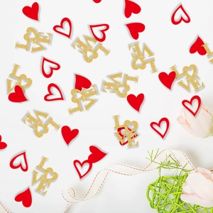 Confeti de Papel Romántico de Corazón y LOVE para San Valentín Decoración de Mesa de Boda Fiesta Rojo Dorado Aniversario Fiesta