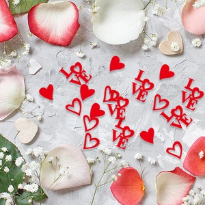 100 piezas de confeti rojo de corazón y LOVE para decoración de mesa de boda