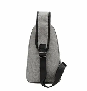 Detail view of the back of a men's sports chest bag with adjustable shoulder strap