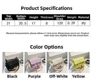 Detailed size specifications and color options for the pleated cloud shoulder bag