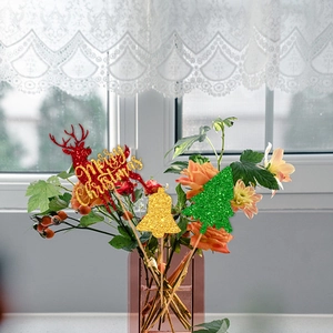 Christmas reindeer and tree floral toppers for festive party vase and cake decoration