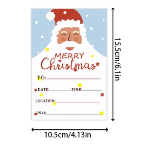 Detail van kerstuitnodigingskaart met Kerstman en schrijfvelden, 15,5x10,5cm