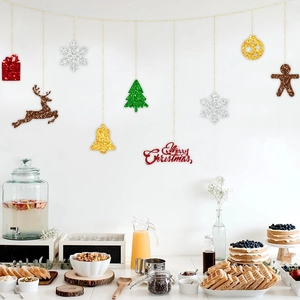 Kit de décorations de Noël pailletées avec rennes et flocons pour ambiance festive