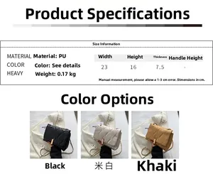 Détail de la texture en cuir PU matelassé et dimensions de la pochette à bandoulière