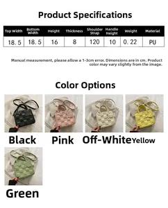 Size chart showing dimensions for the mini PU leather bag with cute dog pendant