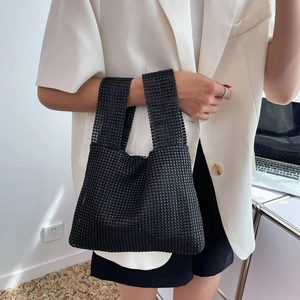 Sac Hobo à Nœud en Strass pour Femmes Pochette de Soirée Scintillante pour Mariage Fête Banquet Sac à Épaule Pailleté