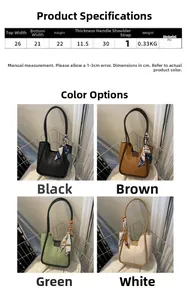 Tableau des tailles et dimensions du sac cabas vintage minimaliste en cuir PU