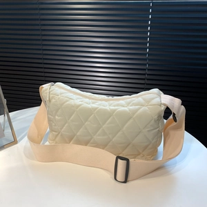 Casual Women Nylon Quilted Rhomboid Shoulder Bag Lightweight Padded Crossbody Bag Puffer Small Square Handbag For Daily
