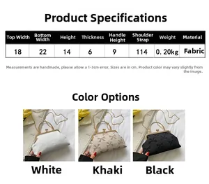 Size guide for vintage cloth crossbody bag with bow detail showing dimensions and weight