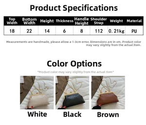 Size chart showing PU leather retro kiss-lock bag dimensions and colors in detail
