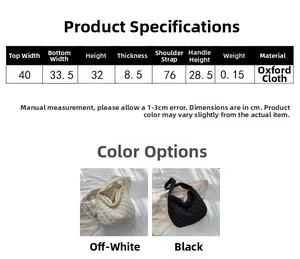 Size chart showing large pleated oxford tote bag dimensions in 40cm width and 32cm height