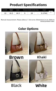 Detailed dimensions of crocodile pattern PU leather underarm bag with silk scarf detail