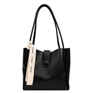 Sac fourre-tout en cuir noir avec bandoulière en toile FASHION pour femmes actives