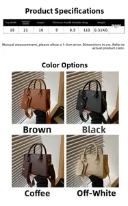 Spécifications détaillées du sac à bandoulière en cuir verni avec tableau des dimensions