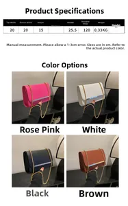 Tableau des tailles et options de couleurs pour le sac à bandoulière minimaliste