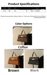 Specifiche dettagliate sulle dimensioni per la borsa a tracolla vintage in PU in tre colori