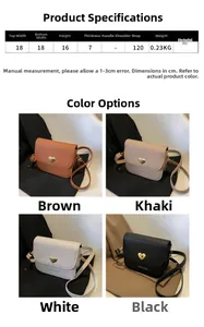 Vue détaillée de quatre options de couleurs et paramètres de taille pour le sac à bandoulière