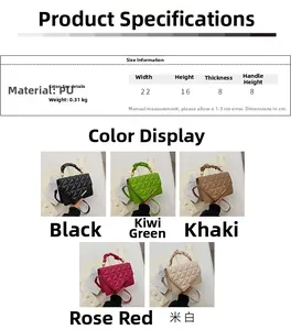Guide des tailles détaillé pour sac à main en cuir PU avec dimensions 22x16x8cm et poids