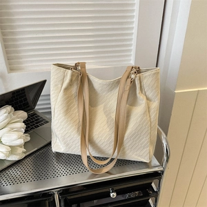 Women Retro Large Capacity Tote Bag PU Leather Shoulder Bag Solid Color Embossed Handbag Daily Office Travel Fashion Purse