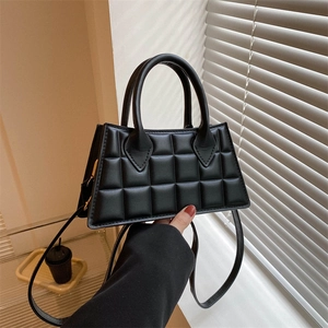 Sac à Main Femme en Cuir PU Matelassé Grille Rembourrée Petit Sac Carré Bandoulière Poignée Supérieure Sangle Réglable