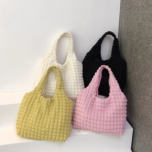 Cloud bubble texture tote bag in white, black, yellow and pink for stylish women