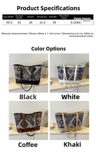 Size chart and color selection for ethnic style large capacity commute tote bags