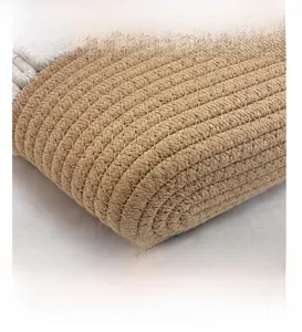 Detailed close-up showing the premium hand-woven brown jute and white cotton texture