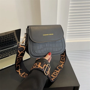 Borsa a Tracolla da Donna Casual in Pelle PU con Motivo Coccodrillo Borsa a Spalla Quadrata Tracolla Larga Stampa Lettere Piccola Borsa Messenger