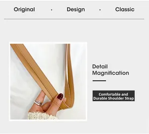 Detail of durable camel leather shoulder strap with reinforced stitching and smooth edges