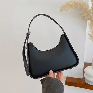 Sac Hobo Minimaliste en Cuir PU Demi-lune pour Femme Mode Tendance Sous le Bras Sac à Bandoulière Porté Croisé Quotidien Sac à Main