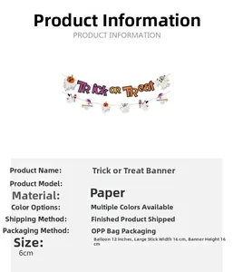 Especificaciones del cartel de Halloween Trick or Treat con motivos de fantasma y calabaza