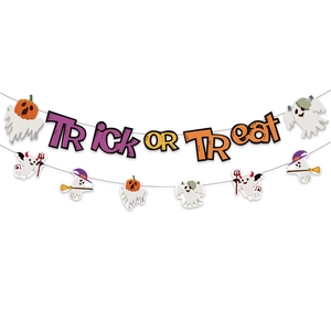 Kit de bannière Halloween Trick or Treat avec fantômes colorés pour déco de fête
