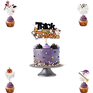 Kit de décoration de gâteau d'Halloween avec pics motifs fantômes et citrouilles