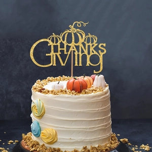 Glitzer Gold Thanksgiving Kuchendeko Kürbis Buchstaben Dessert Dekoration Feiertag Party Ornament Elegant Papier