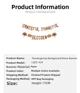 Detail view of Thanksgiving paper banner featuring pumpkin and turkey motifs with height 17cm