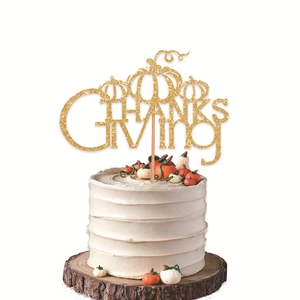 Glitzernder Thanksgiving Kuchendekoration mit Kürbis-Design und Thanks Giving Schrift