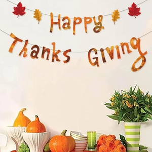 Happy Thanksgiving Banner Paper Maple Leaf Garland Autumn Harvest Party Hanging Decorations Indoor Wall Decor