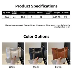 Spécifications de taille et options de couleur du sac à bandoulière matelassé en PU