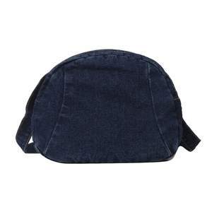 Trendy dark blue denim crescent moon shoulder bag with stylish contrast stitching