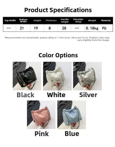 Detaillierter Vergleich der gesteppten Kettenbeuteltaschen in Schwarz, Weiß, Silber und Rosa