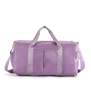 Waterproof light purple sports gym bag and travel duffel with adjustable shoulder straps
