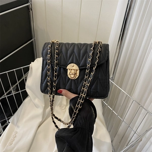 Damen Mode V-Form Gesteppte Umhängetasche Elegant PU Leder Goldkette Kleine Quadratische Schultertasche Für Tägliches Pendeln