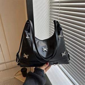 Sac Fourre-tout en Cuir PU avec Décor de Papillon pour Femmes Grande Capacité Sac à Bandoulière Sous le Bras Sac à Main Minimaliste Y2K