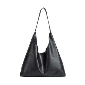 Grand sac cabas noir minimaliste en similicuir grainé avec une finition lisse
