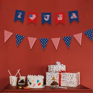 Kit de bannières I Love USA pour la fête nationale avec fanions étoiles et rayures rouges