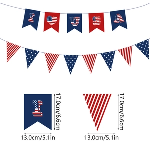 Bannière de Fanion du 4 Juillet Jour de l'Indépendance I Love USA Drapeau en Papier Décoration de Fête Patriotique Extérieur
